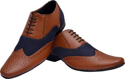 

Bxxy British Brogue Lace Up Shoes For Men(Blue, Tan