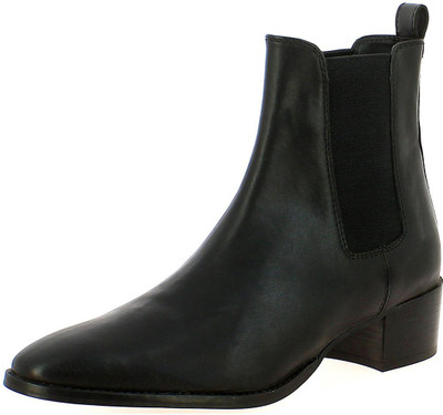 

Saint G Women Black Leather Ankle Boots For Women(Black