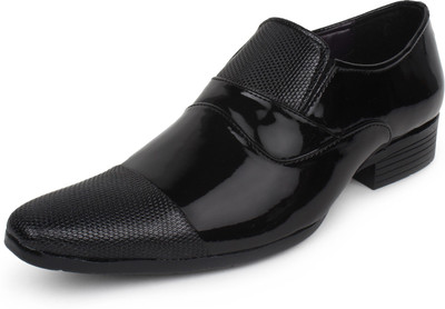 BUWCH Black Formal Party Wear Shoes Slip On For Men(Black