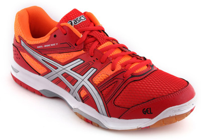 

Asics Gel-Rocket 7 Men Multi Court Shoes For Men(Multicolor, Flame / silver / neon orange