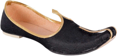 

DFR Black Self design Jutti Slip On For Men(Black, 56;black