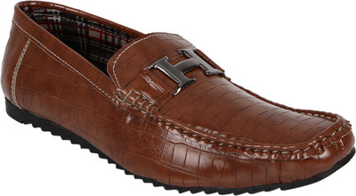 

Quarks Crocodile Texture Loafers For Men(Tan