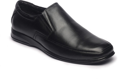 

Feather Leather Genuine Black Slip On Shoes For Men(Black