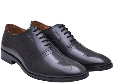 

Hirel's Geniune Leather Cap Toe Oxford Brogue Oxford For Men(Black