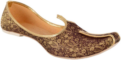 

DFR Maroon with Gold Designer Jutti Slip On For Men(Maroon, 59;maroon