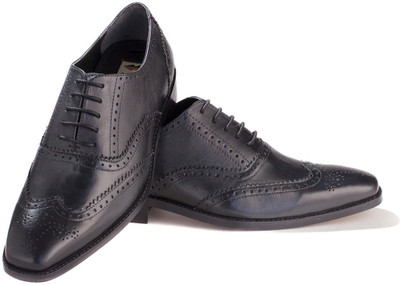 

Walker Styleways Superior Black Leather Brogue Lace Up For Men(Black
