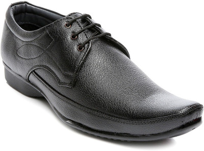 

TEN Black Faux Leather Formal Shoes Lace Up For Men(Black