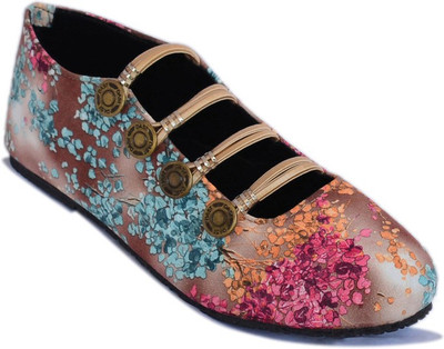 

Myra Floral Print Bellies For Women(Multicolor), Brown floral