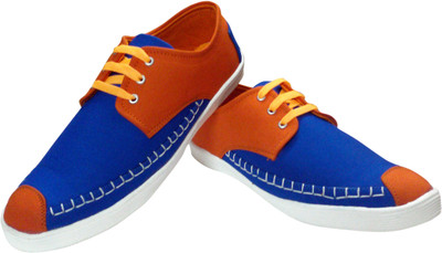 Alexus Canvas Shoes For Men(Blue, Orange