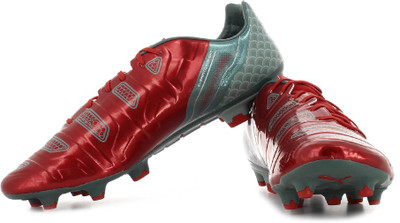 Puma evoPOWER 1.2 Graphic FG Football Shoes For Men(Grey, Red, 01;high risk red;white;sea pine