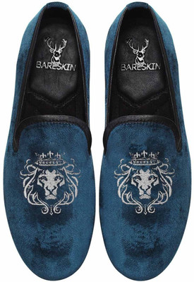 

Bare Skin Velvet Slip-On Loafers For Men(Blue)