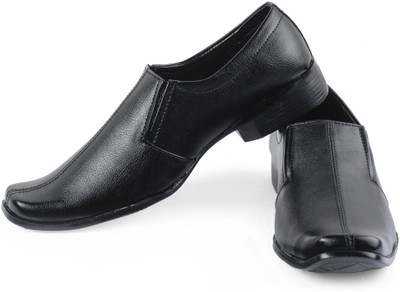 

Vonc Black Top Pattern Designer Leather Slip On Shoes For Men(Black
