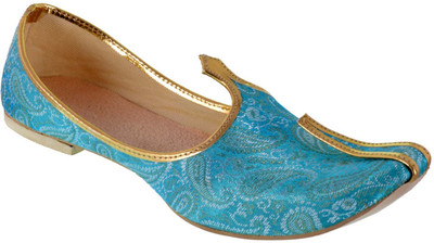 

DFR Aqua Blue Jutti with Silver Aambi Jutis For Men(Blue, 46;blue