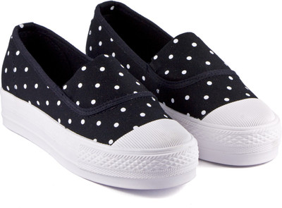 

DeVEE 45mm Authentic Platform Black Slip On Sneakers For Women(Black, White