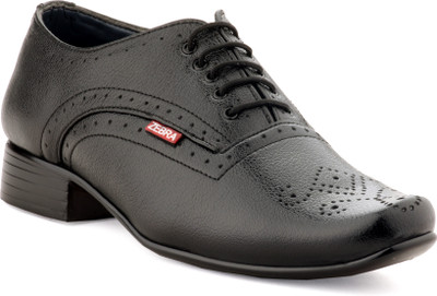 

Zebra High Defination Men's 100% Pure S.Leather Black Oxford Brogue Shoes Lace Up For Men(Black