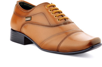 

Zebra Light Men's Formal 100% Pure S.Leather Teak Color Lace Up Shoes Lace Up For Men(Beige
