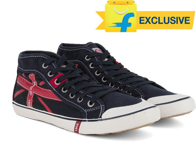 

Lee Cooper Men Mid Ankle Canvas Sneakers For Men(Navy, Red
