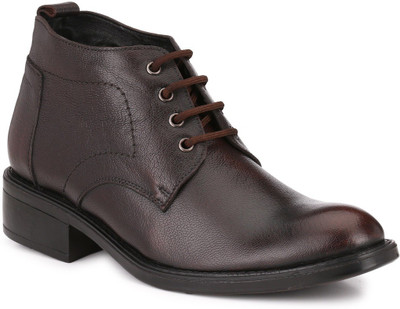 Mactree Genuine Leather Lace Up Shoes For Men(Brown)