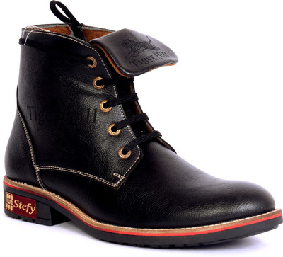 

Sam Stefy Long Black With Flaps Boots For Men(Black)