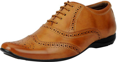 

FAUSTO Brogue Lace Up For Men(Beige