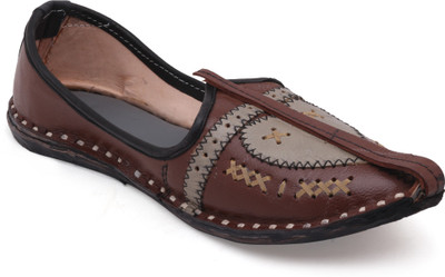 Paduki Ethnic Footwear Mojaris For Men(Brown, Maroon