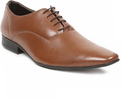 

NOHIDE Brown Vegan Leather Water Resistant PU Sole Embossed Oxford Lace Up Shoes for Men/Boys PETA Approved Lace Up For Men(Brown