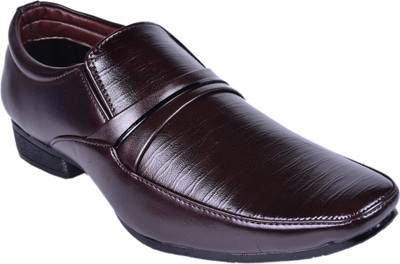 

Kadmay Men's Synthetic Formal Brown Shoe KY009SFBRN- Slip On For Men(Brown