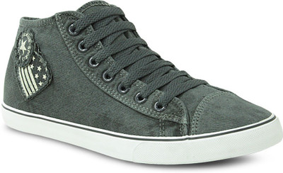 Get Glamr Stylish Lace Ups Canvas Shoes For Men(Grey)