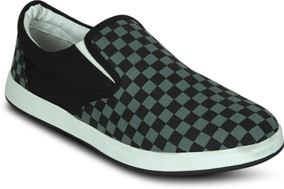 

Get Glamr CHECK SLIP ONS Canvas Shoes For Men(Grey)