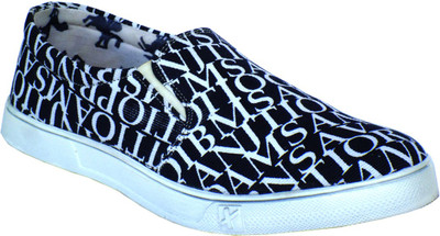 

Reveller Black Alphabet Canvas Shoes For Men(Black)