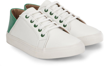 

Chemistry White Contrast Back Sneakers For Women(White, Green