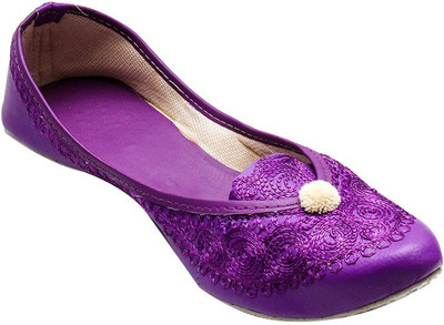 Port Ladies Purple Punjabi Jutis For Women(Purple