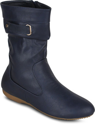 

Get Glamr Wipp Zipper Boots For Women(Blue)