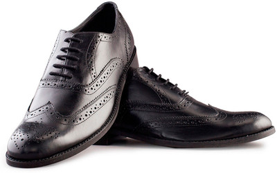 

Walker Styleways Fine Black Leather Brogue Lace Up Shoes For Men(Black)