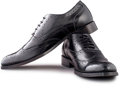 

Walker Styleways Fine Black Leather Brogue Lace Up For Men(Black