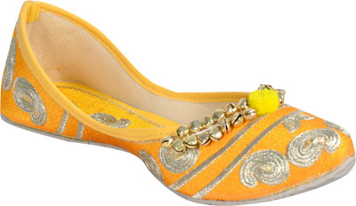 

Panahi Synthetic Casual cum Party wear Belly Shoes Ethnic Footwear Mojari Jutis For Women(Multicolor, Yellow