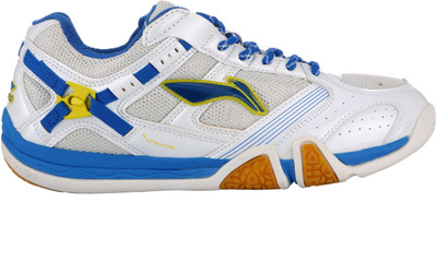 Li-Ning Saga Shine Badminton Shoes For Men(White, Blue, 01;white