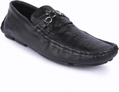 

Buckle Up MENS LEATHER SHOES BUPD-101_BLACK-Size- Loafers For Men(Black