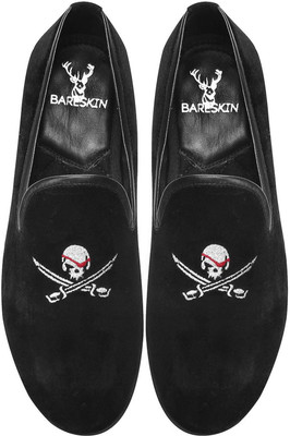 Bare Skin Velvet Slip-On Casual Shoes For Men(Black
