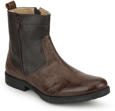 

Knotty Derby Brown Bones Zip Boots For Men(Brown