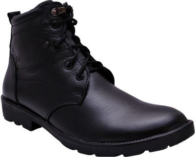 

Bxxy Black Leather Boots For Men(Black