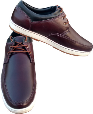 

3 Wolves Leather Casual Casuals For Men(Burgundy, Cherry