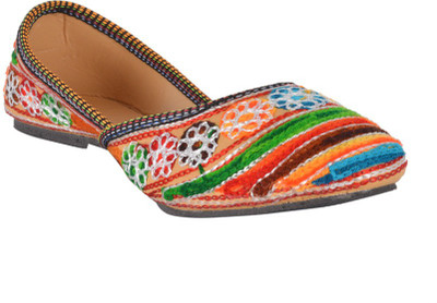 

DFR Multicolour Thread Work Jutti -Stripes & Flower Jutis For Women(Multicolor, 02multicolor