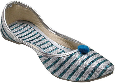 

Port Ladies Slivergreen Punjabi Jutis For Women(Silver, Silvergreen