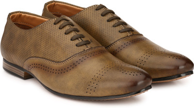 Ruggero Semi Brogue Lace Up For Men(Tan, Olive