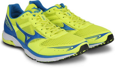 Mizuno Wave Emperor Running Shoes For Men(Yellow, Blue), Safety yellow::diva blue::silver