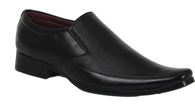 Azzaro Black Slip On Shoes For Men(Black, Balck