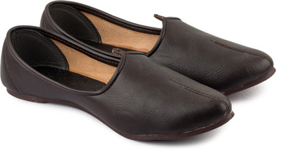 

Tashi Dark Brown Leather Jalsa Jutis For Men(Brown, Tan