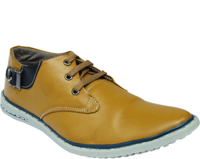 

Drunk Tree Tan Casual Faux Leather Lace Up Casuals For Men Casuals For Men(Tan