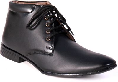 

World Walker Best High Ankle Shoes Lace Up For Men(Black, Midnightblack